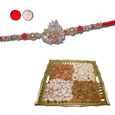 "RAKHIS -AD 4120 A (Single Rakhi) , Dryfruit Thali - code RD600 - Click here to View more details about this Product